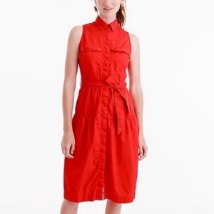 J. Crew Tiered Fatigue Cotton Button Front Shirt Dress Size 6